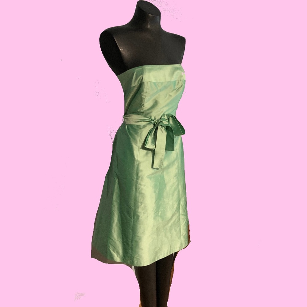 Mint Green Raw Silk Cocktail Dress • Aria Small